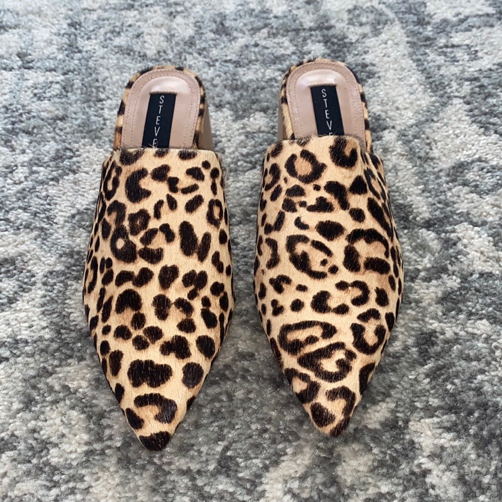 Steven by Steve Madden Leopard Heeled Mules Size 6